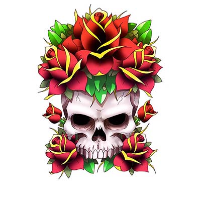 Rose skull Design Water Transfer Temporary Tattoo(fake Tattoo) Stickers NO.11253